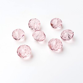 Chengmu 8mm Rondelle Pink Glass Beads for Jewelry Making 300pcs Faceted Briolette Shape Crytal Spacer Beads Assortments Supplies Accessories for Bracelet Necklace for Wholesale