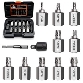 Coobeast 12Pcs Screw Extractor Set, Easy Out Bolt Extractor Kit with Bottom 3/8Inch Drive, Multi-Spline Extractors for Removing Stripped, Rounded, Damaged, Broken Screw Stud Hexagon Bolts