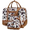 3PCS Weekender Bags for Women Large Overnight Bag, Brown Cow