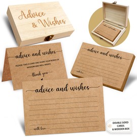 Advice and Wishes Cards Box, 50 Pcs Birthday Wedding Baby Shower Advice Cards, Well Wishes Box for Birthday Party Graduation Bridal Shower Retirement Party, Anniversary(Minimalism) -A07
