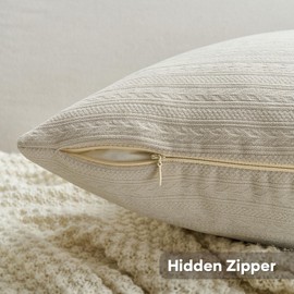 FUTEI Beige Decorative Throw Pillow Covers 18x18 Inch Set of 2,Soft Cozy Wheat Ear Striped Patterns Cushion Cases,Modern Home Decor for Couch Bed Living Room