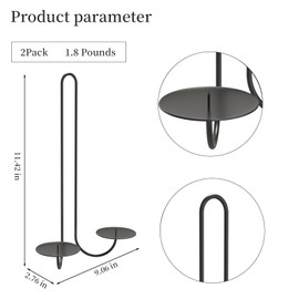 Double Arm Candle Sconces Wall Decor Set of 2, Wrought Iron Wall Candle Holders, Black Candle Sconces for Living Room, Dining Room & Fireplace, Easy Installation, Perfect Housewarming Gift