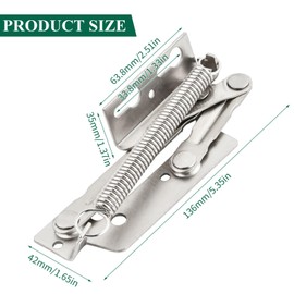 1 Pair of Folding Hinge with Lock Flap Fittings 90 Degree Spring Hinge for Kitchen Cabinets Suitable for Cupboards Folding Doors Furniture Silver