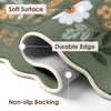 Washable Scalloped Area Rug, Green Floral, 5'x7'