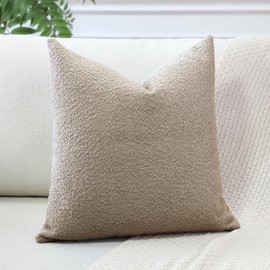 Artscope Set of 1 Boucle Cushion Covers, Plain Throw Cushion Cover, Modern Decorative Cushion Cover Set, Cushion Case for Sofa, Car, Bedroom, Home Decor, 50 x 50 cm, Camel