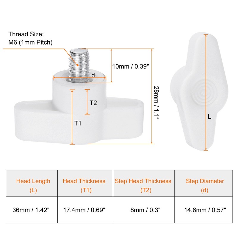 QUARKZMAN Pack of 20 Wing Knobs M6 x 10 mm