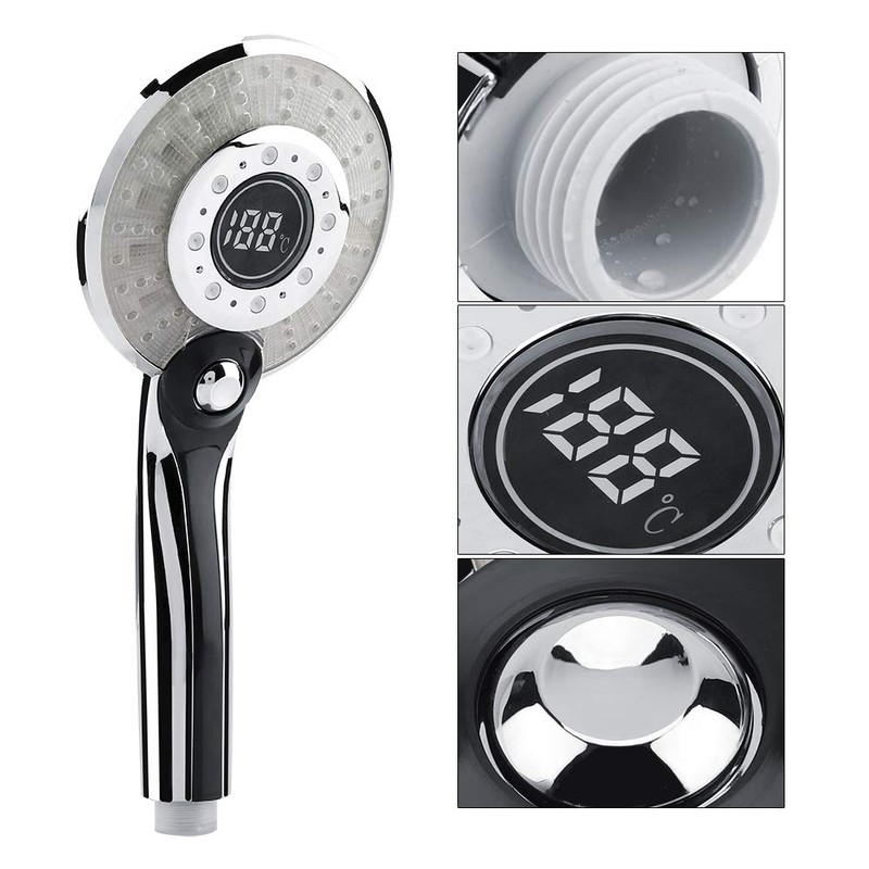LED Shower Head, 3 Colour Changing Temperature Control, Digital LCD