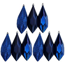 9 Large Geo Midnight Blue Christmas Tree Tear Drop 13cm Baubles Decorations