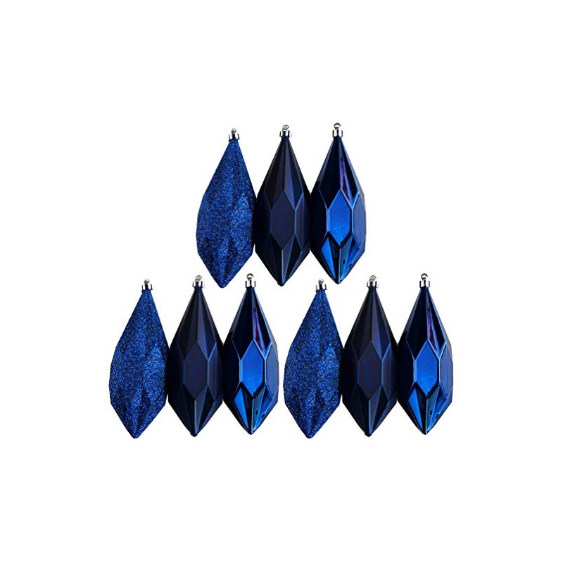 9 Large Geo Midnight Blue Christmas Tree Tear Drop 13cm