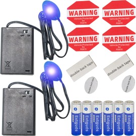 Fake Car Alarm, Dummy Car Alarm,(Batteries Included) Red LED Light Simulate Imitation Security System, Warning Anti-Theft Flash Blinking Lamp,Blue Light (Light-Sensing-Blue Light-2 Pack)