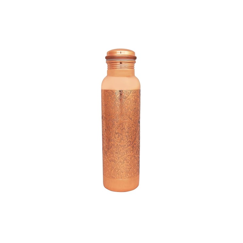 Tambra Pure Copper Jointless Vintage Water Bottle - 950ML, CARVING,