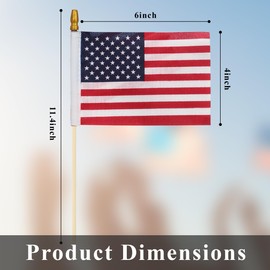 Small US American Handheld Flags, 4x6 Inch Golden Spear Tip, Stick Flags by Crystal Lemon (120)