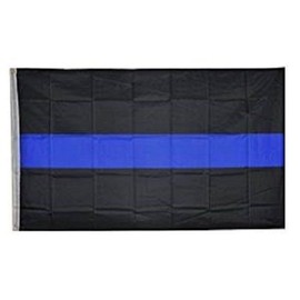 Police Thin Blue Line Polyester 3x5 Foot Flag Law Enforcement Memorial Banner House Banner Double Stitched Fade Resistant Premium Quality