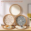 Rattan Serving Tray, Round Rattan Tray with Mother of Pearl