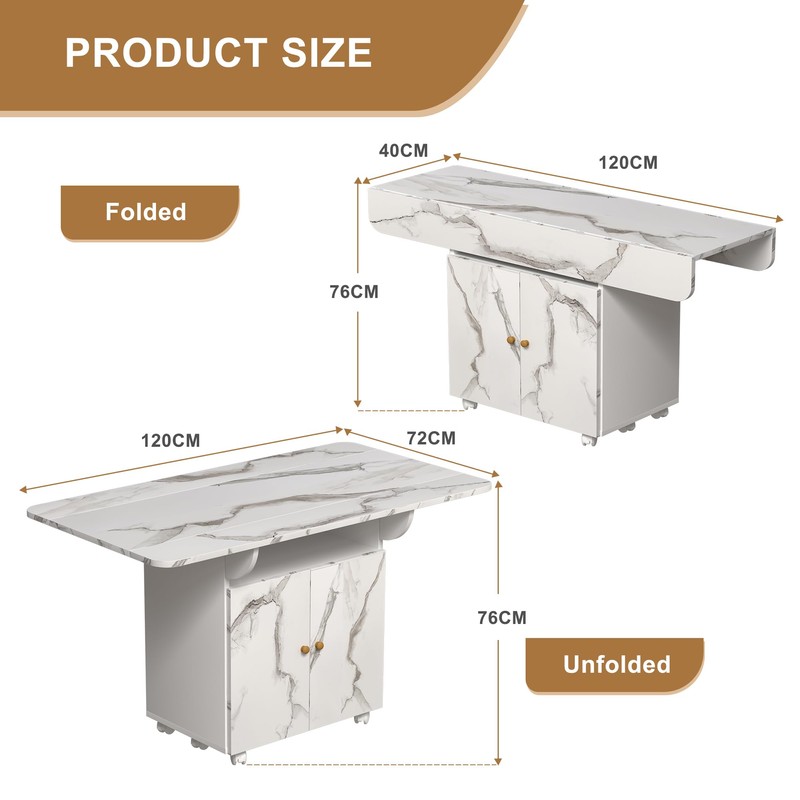 Mcltopz 47.24" Kitchen Island with Storage Rack and Cabinet, White