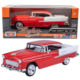 Motor Max 1955 Chevy Bel Air, Showcasts 73229-1/24 Scale Diecast Model Toy Car, Pero Sin Caja Rojo