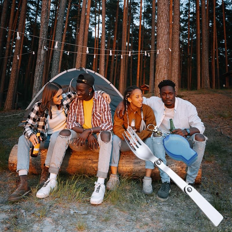 Folding Forks Silverware with Case Portable Foldable Travel Camping Fork