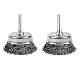 2 Inch Wire Cup Brush Set for Drill - 1/4 Inch Round Shank Abrasive Wire Cup Brush - Stainless Steel Crimped Carbon Steel Brush for Rust,Cleaning,Deburring,Removing Paint