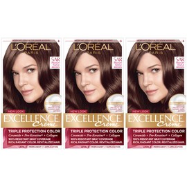 L'Oreal Paris Excellence Creme Permanent Hair Color, 5AR Medium Maple Brown (3 Count)