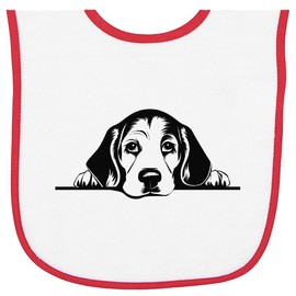 inktastic Peeking Beagle Baby Terry Cloth Bib White and Red 468dc
