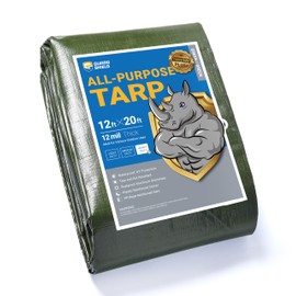 GUARD SHIELD Tarps Heavy Duty Waterproof Green Plus+ 12x20 FT Large 12 mil
