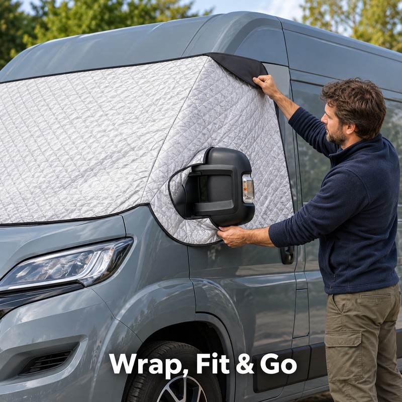 Motorhome Thermal Windscreen Cover for Fiat Ducato, Peugeot Boxer and