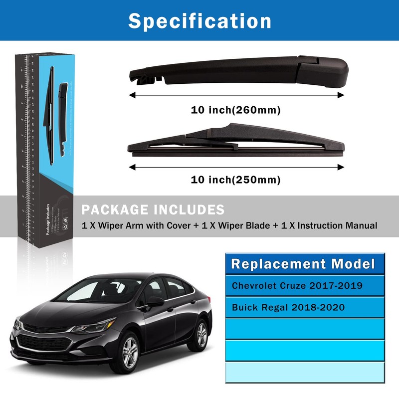 WTI - Rear Wiper Arm Blades Set Compatible with Chevy