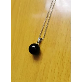 RICHARD-911 Collar Con Dije Colgante De Esfera De Obsidiana Cuarzo Piedra Natural Con Cadena De Acero Inoxidable Color Plata Joyería Amor Amistad Aniversario Regalo Para Pareja Hombre Mujer Cristal Color Negro