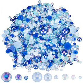 SUNNYCLUE 2.1 oz (60 g) Nail Parts, Artificial Pearl, Nail Deco Parts, Small Resin Beads, Blue, Circular, 3D, Dimensional, Semicircle, Pearl, Gradient, Macaron Color, Mini Carp, Mini, Nails,