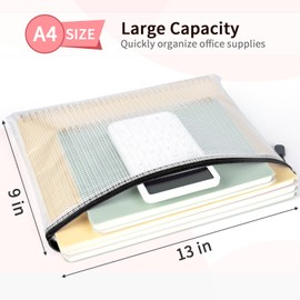 Pack of 12 Document Wallets A4 Recycled Waterproof Document Bag Zip File Bag Plastic for Office Supplies, Documents, Receipt, Paper, School, Exam Sheet, Stationery, Cosmetics, Travel