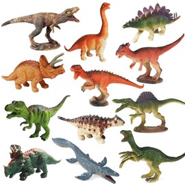 RUSON 12 Pcs Mini Dinosaur Animals Figures Toys, Realistic Dinosaur Playset Figurines Cake Topper Toy Set Christmas Birthday Easter Egg Gift Party Supplies for Kids Toddlers