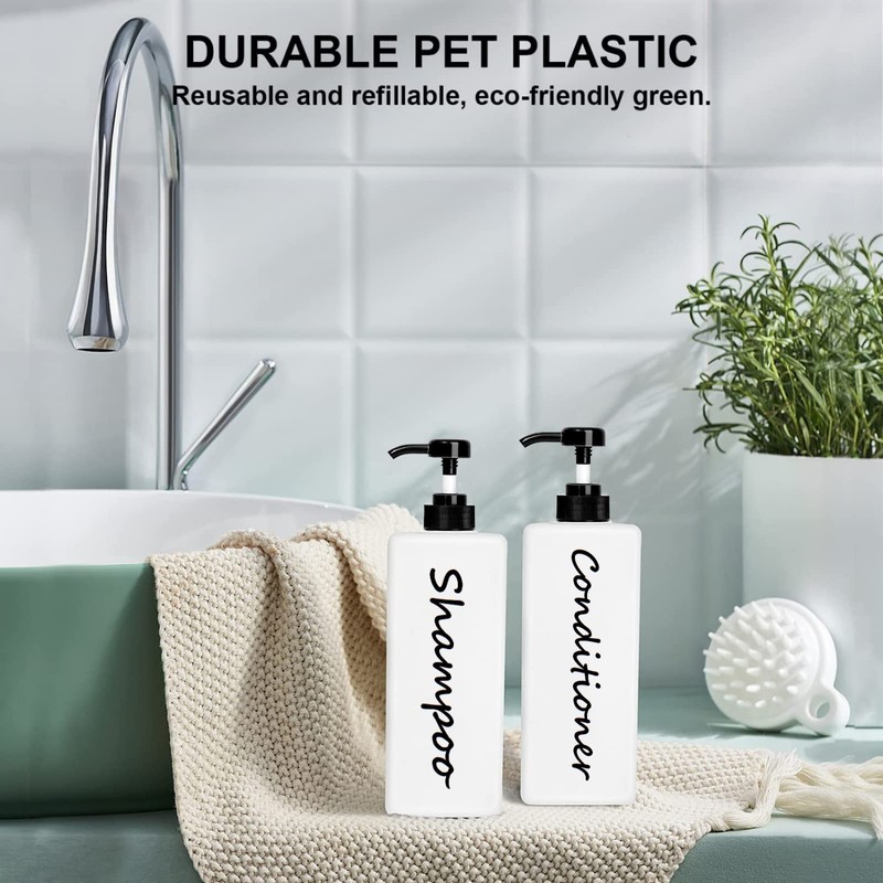 Shampoo and Conditioner Dispenser (Set of 3, 21oz) Modern Refillable