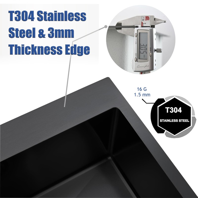 Hotis Black Drop In Bar Sink, 15x15 Small Kitchen Sink