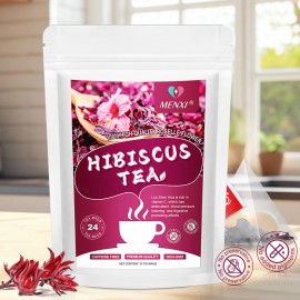 MENXI Organic Hibiscus Flower Tea (Hibiscus sabdariffa) - 24 Tea Bags - Free Shipping