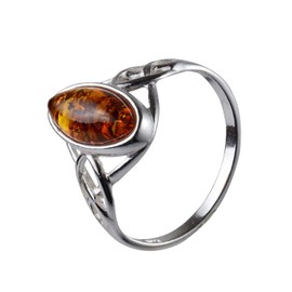 HolidayGiftShops Sterling Silver and Baltic Honey Amber Ring Alani, Sterling Silver