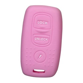 Silicone Key Fob Cover, Keyless Replacement Fit for Mazda Protege MPV Mazda-3 Speed3 6-Sports-Hatchback 6-Sports-Wagon 6-Sports Mazda-5, 3 Buttons Key Fob Cover Protector (Pink)