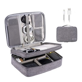 OrgaWise Cable Bag Cable Organiser Bag Cable Case Electronics Accessories Organiser Bag Universal Bag for Bag Accessories, Grey-3-layer, Travel Friendly