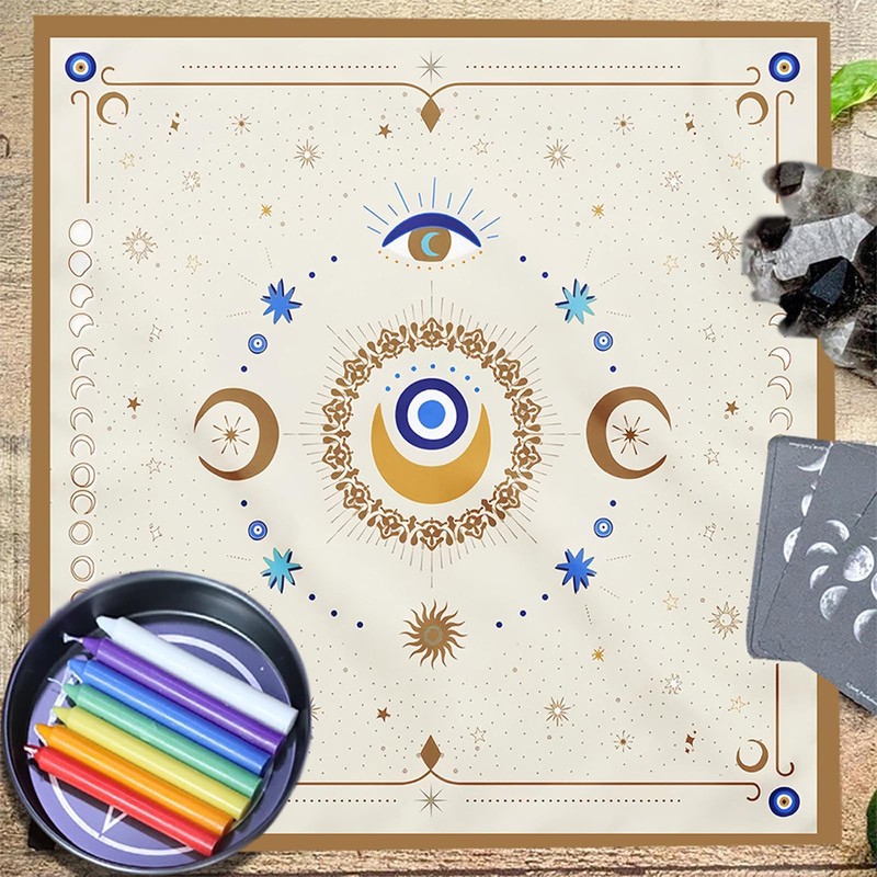 Zeizafa Tarots Tablecloth Eye Moon Pattern Altars Cloth Divinations Card
