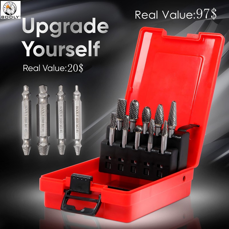 Premium-Grade Die Grinder Bits Tungsten Carbide Burr Set 1/4 Shank
