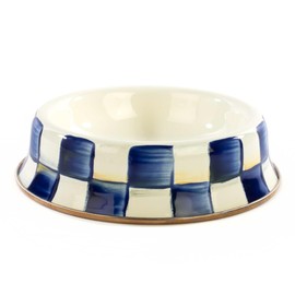 MACKENZIE-CHILDS Pet Bowl, Cute Cat and Dog Bowl for Food and Water, Blue-and-White Royal Check, Small