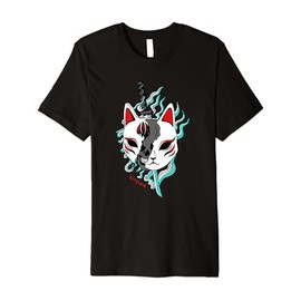 Kitsune Samurai Fox Nine-Tailed Mask Art Anime Premium T-Shirt