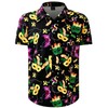 Mens Mardi Gras Shirt Button Down Collar Tops Mask Fleur