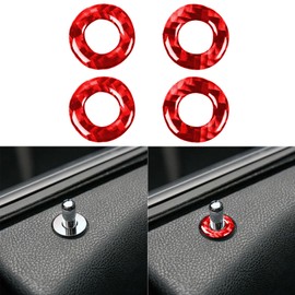 ​NVCNX Real Carbon Fiber Accessories Compatible with Dodge Charger 2011-2023 2012 2013 2014 2015 2016 2017 2018 2019 2020 2021 2022 Inner Door Lock Pin Ring Cover Sticker Interior Trim Kit Red 4PCS
