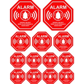 13 Stickers – Alarm Security – Sticker Sheet – Burglary Protection Alarm System Warning Sign – AD13