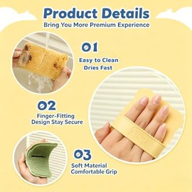 3PCS Silicone Fruit and Vegetable Scrubber, Potato Brush Scrubber with Finger Holder, TPR Soft Bristle Cleaning Brush for Kitchen Carrots Root Veggies