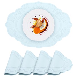 yuuzue Silicone Placemats Set of 4, Oval Table Placemats Heat Resistant Waterproof Wipeable Non-Slip Table Mat, Vintage Kitchen Placemats Table Protector for Indoor Outdoor