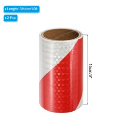 PATIKIL Reflective Tape, 2 Rolls 6 Inch x 10 FT Waterproof High Visibility Self-Adhesive Warning Safety Tape Outdoor Reflector Stickers for Cars Trucks Trailers, Red White