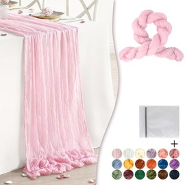 Waligoy - Camino de mesa de gasa estilo bohemio de 35 pulgadas de largo, tela rústica transparente a granel para baby shower, boda, novia, cumpleaños, fiesta, picnic, decoración de mesa
