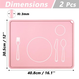 Webake Platzset Abwaschbar Silikon 2 Stück Tischsets Platzsets Abwischbar 40 x 30 cm Platzdeckchen Kinder Silikonmatte rutschfest Tischset