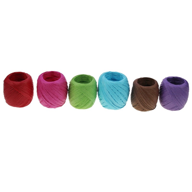 LJY 6 Rolls 6 Colors Raffia Twine Paper Ribbon for